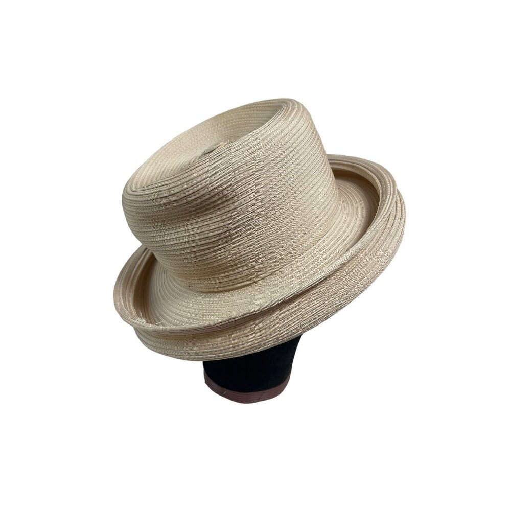 Vintage Frank Olive Gold Standard Neiman Marcus Breton Woven Kentucky Derby Hat - Picture 3 of 7